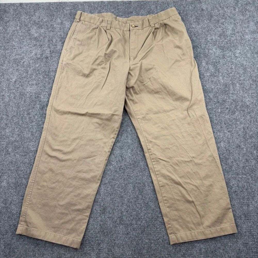 Duluth Trading Co Mens Khaki Pleated Chinos‎ Pants 42x30 100% Cotton